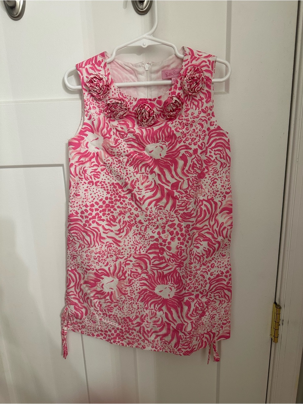 Lilly Pulitzer Pink and White Rosette-Trim Sleeveless  girl dress